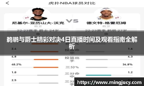 鹈鹕与爵士精彩对决4日直播时间及观看指南全解析